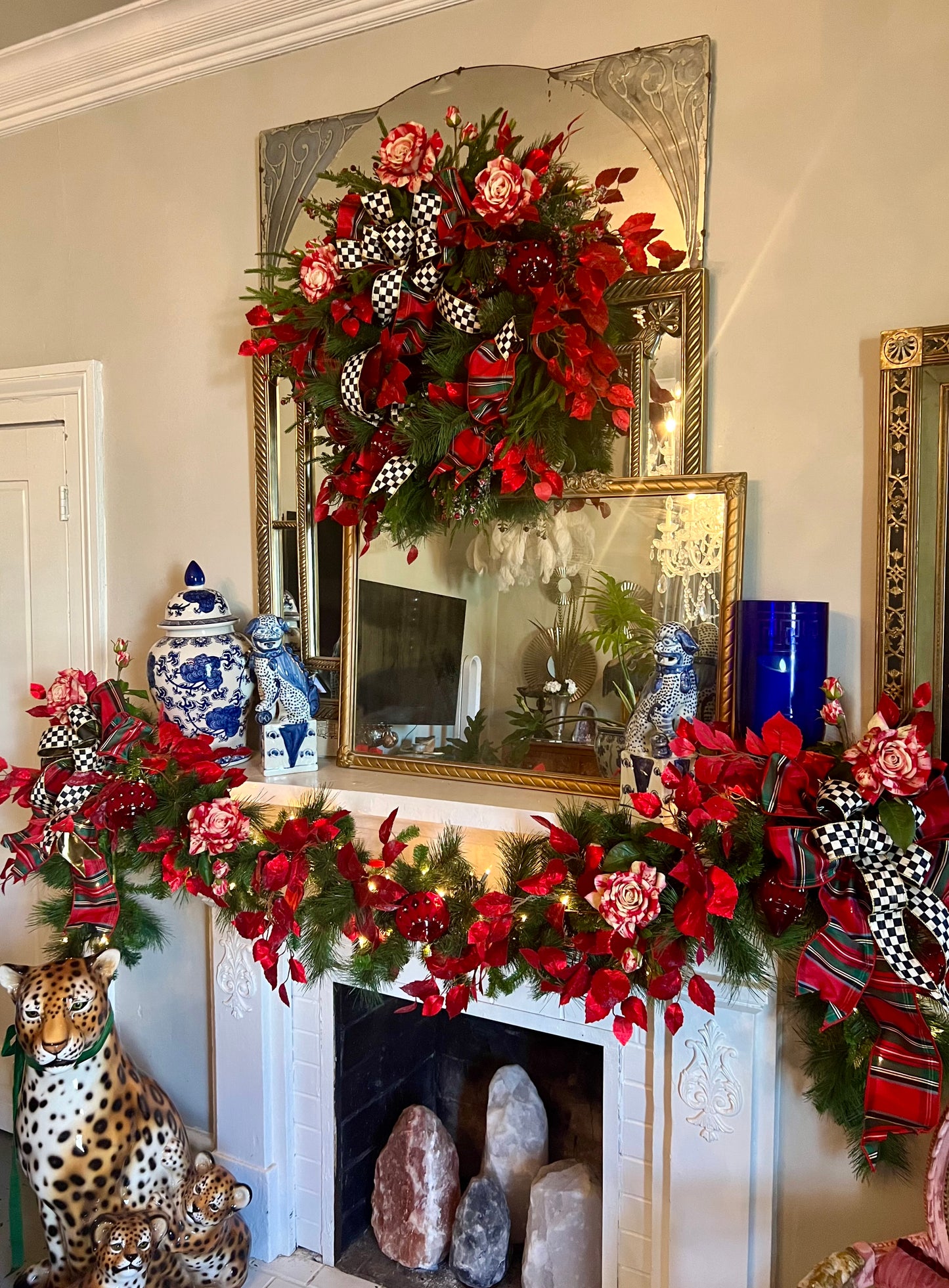 Candy Cane Rose Garland