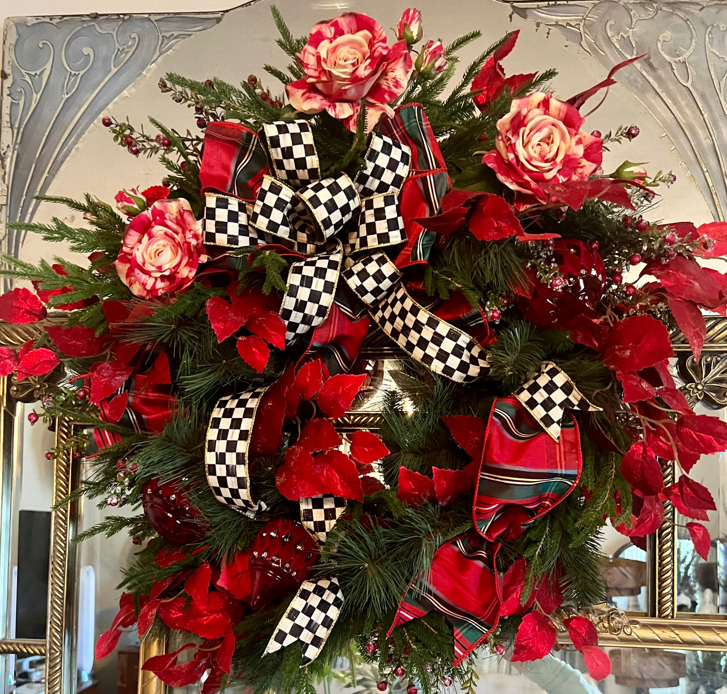 Candy Cane Rose Wreath