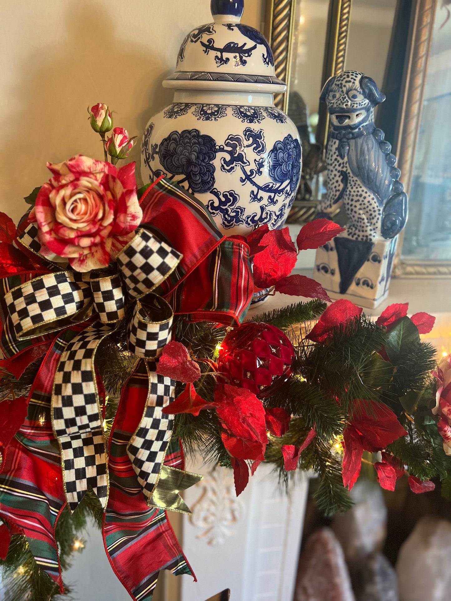 Candy Cane Rose Garland