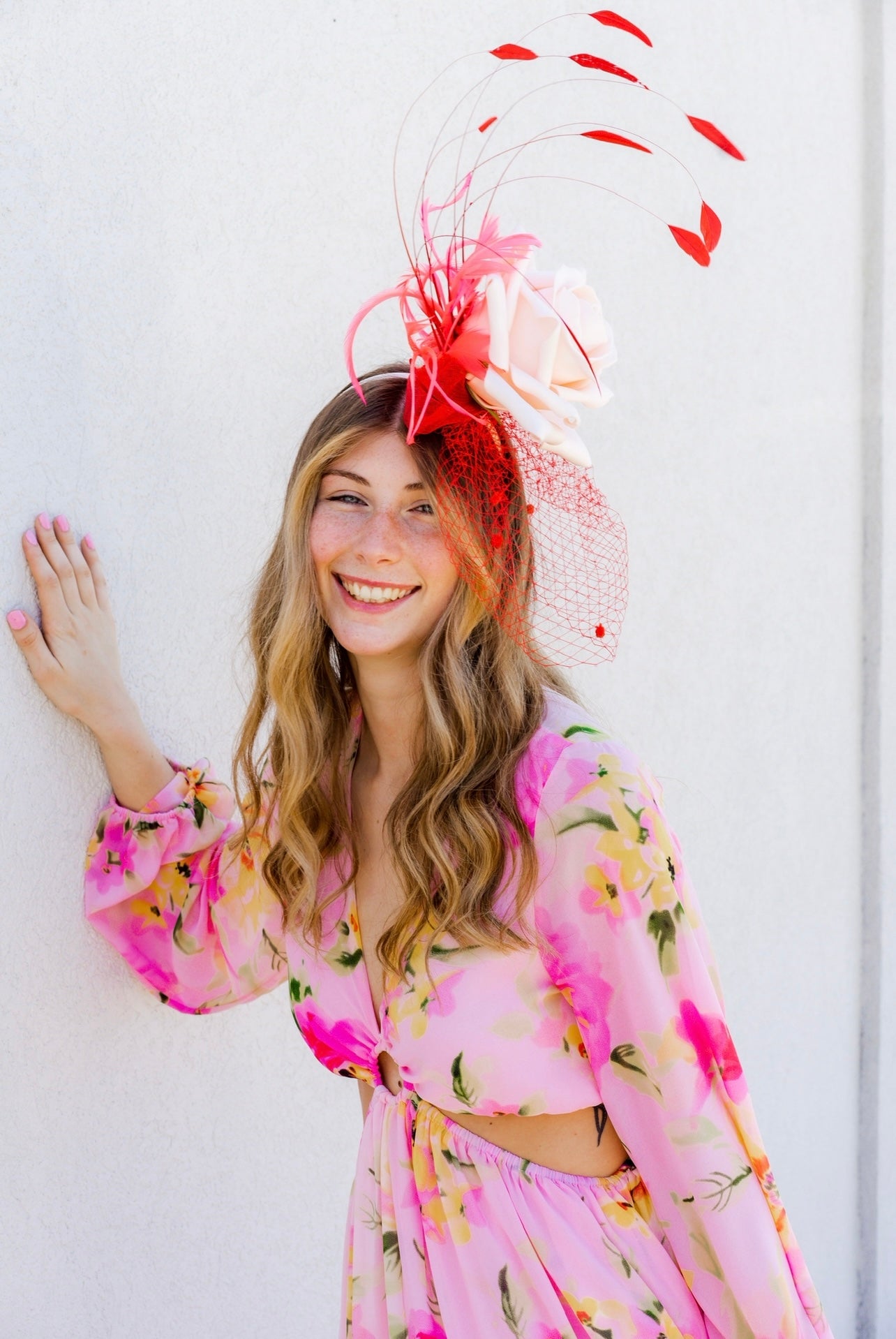 Pink & Red Rose Fascinator