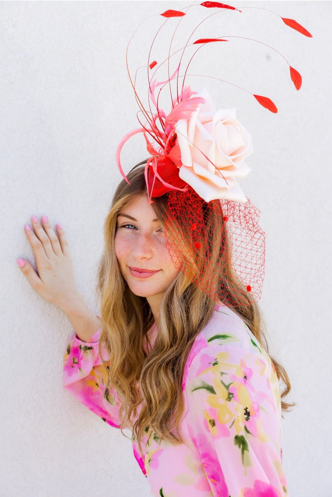 Pink & Red Rose Fascinator