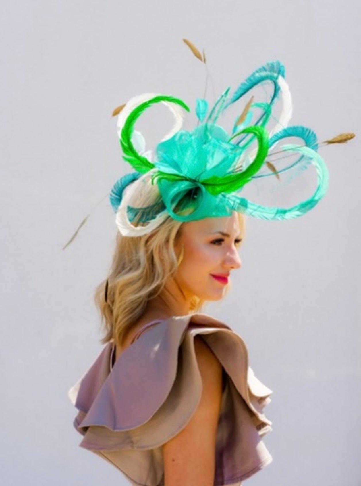 Green Poof Fascinator