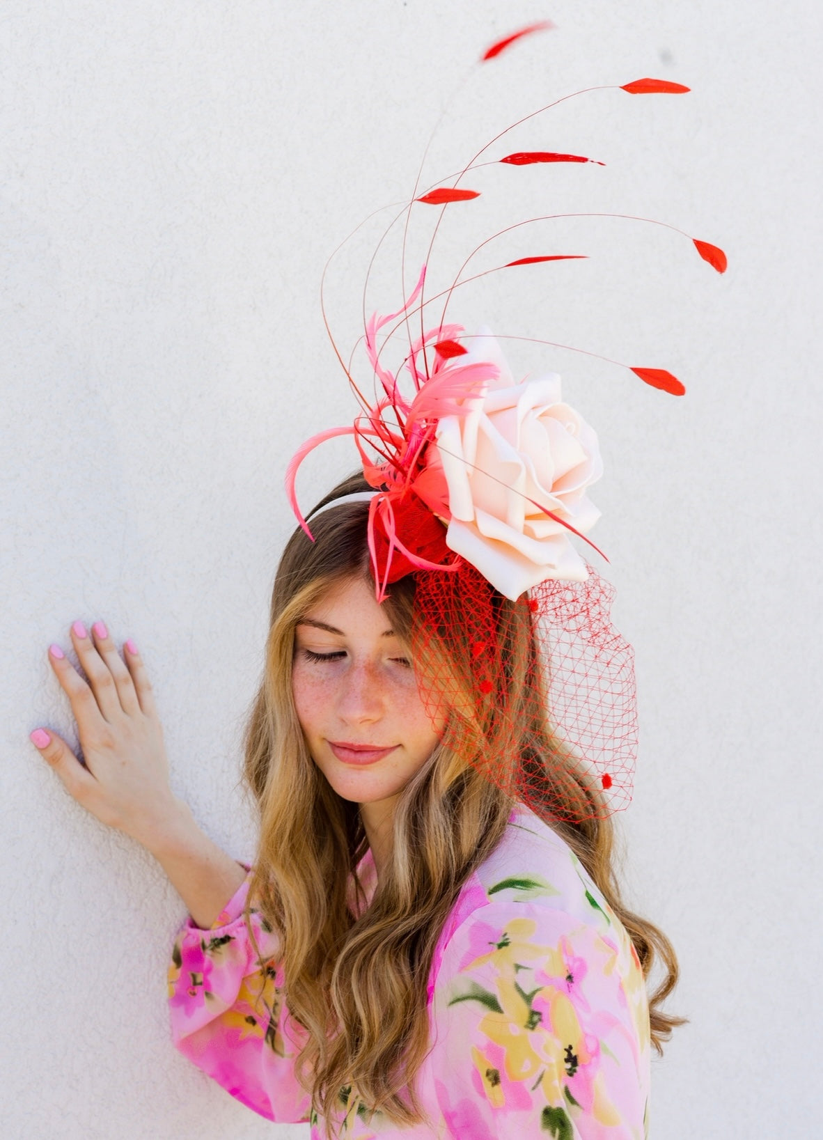 Pink & Red Rose Fascinator